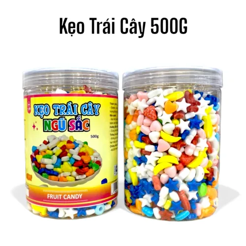 Kẹo trái cây ngũ sắc 500g dạng hũ