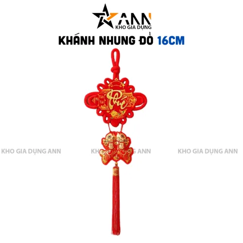 Khánh nhung đỏ liễn vuông cá chép chữ Phúc 3D 16cm