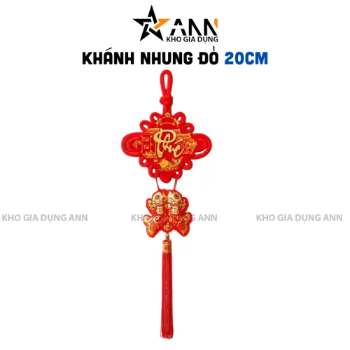 Chỗ sỉ khánh Nhung Đỏ Chữ Phúc 3D - Liễn Vuông Cá Chép Nhung Đỏ Trang Trí Tết - 20cm