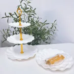 Chuyên sỉ khay Nhựa Hoa Trắng 3 Tầng - Khay Đựng Mứt Bánh Kẹo Tết 34x25cm