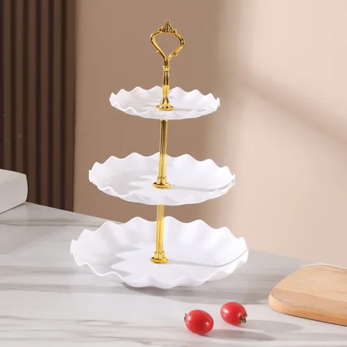 Chuyên sỉ khay Nhựa Hoa Trắng 3 Tầng - Khay Đựng Mứt Bánh Kẹo Tết 34x25cm