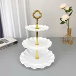 Chuyên sỉ khay Nhựa Hoa Trắng 3 Tầng - Khay Đựng Mứt Bánh Kẹo Tết 34x25cm