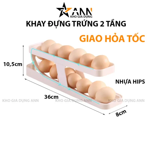 Nơi lấy sỉ khay Đựng Trứng Tự Lăn - Khay Đựng Trứng 2 Tầng Thiết Kế Gọn Gàng 36x8x10,5cm