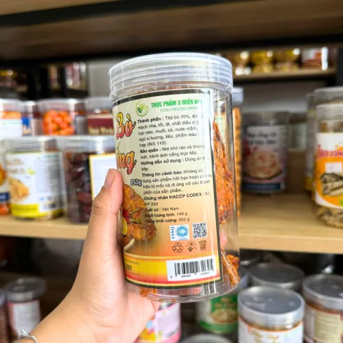 Khô bò miếng thơm ngon đóng hũ PET khối lượng 250g