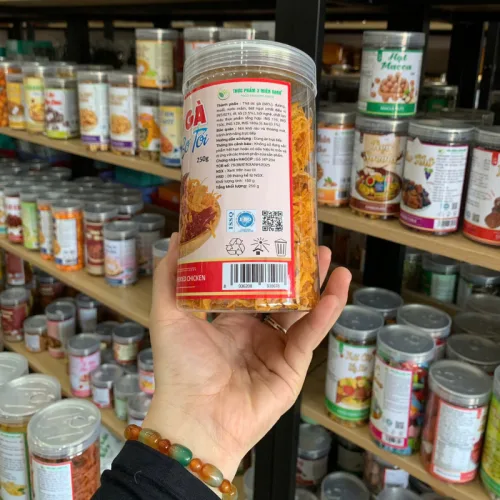 Khô gà bơ tỏi thơm ngon, hũ PET 250g