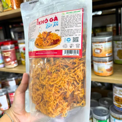 Khô Gà Bơ Tỏi 300g Đóng Túi Zip Bạc