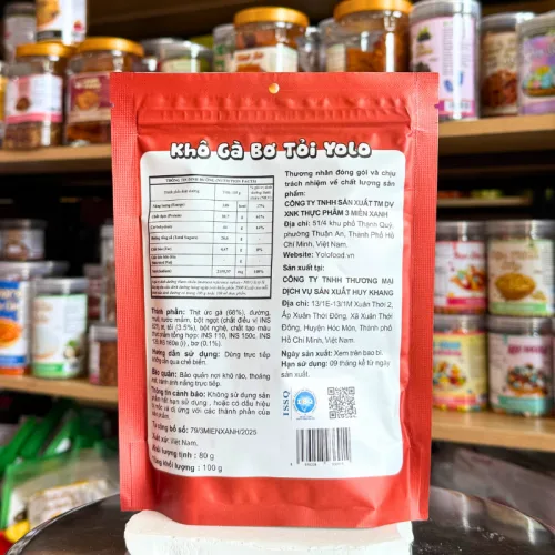 Khô gà bơ tỏi Yolo gói 100g