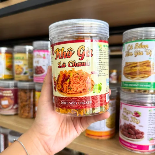 Khô gà lá chanh thơm ngon 200g, đóng hộp PET