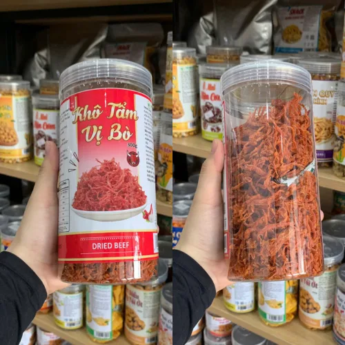 Khô tẩm vị bò thơm ngon đóng hộp PET khối lượng 300g