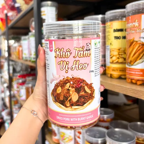 Khô Tẩm Vị Heo 250g Hộp Pet Thơm Ngon phù hợp để tham khảo khi chọn khô tẩm vị heo