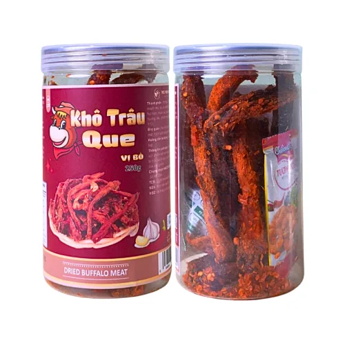 Chỗ sỉ khô Trâu Que Tẩm Vị Bò 250g Thơm Ngon Hộp