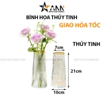 Chuyên sỉ lọ Hoa Thủy Tinh Trụ Sọc Viền Vàng Lucas 21x7x10cm
