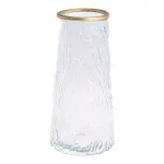 Chuyên sỉ lọ Hoa Thủy Tinh Trụ Sọc Viền Vàng Lucas 21x7x10cm
