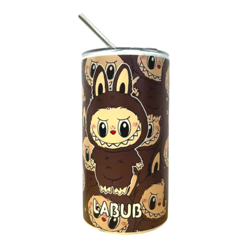 Ly Labubu Giữ Nhiệt 600ml Kèm Ống Hút, Kích Thước 16x7.5x7.5cm
