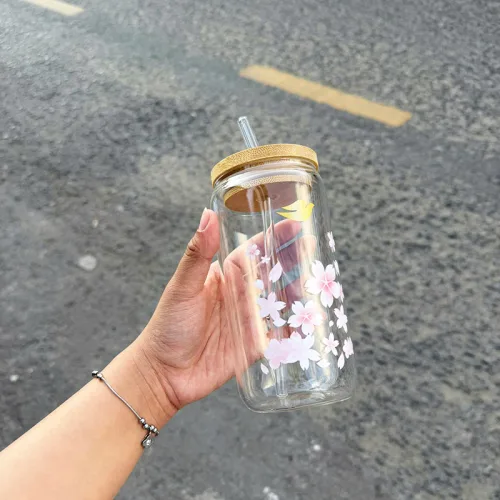 Shop sỉ ly Thủy Tinh Dove Cao Cấp Họa Tiết Hoa Anh Đào