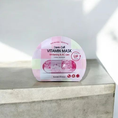 Mặt nạ Banobagi Stem Cell Vitamin Mask Whitening AC Care hộp 10 miếng màu hồng