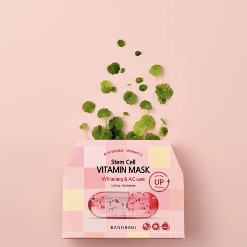 Mặt nạ Banobagi Stem Cell Vitamin Mask Whitening AC Care hộp 10 miếng màu hồng