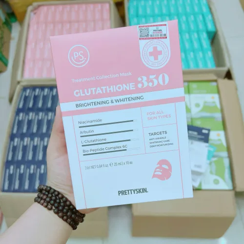 Mặt nạ Glutathione 350 Prettyskin màu hồng, hộp 10 miếng