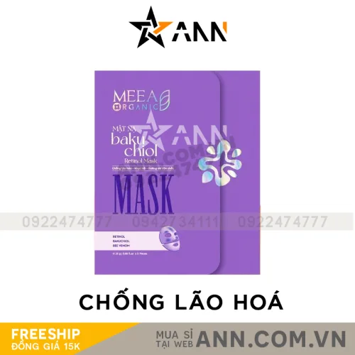 Nơi lấy sỉ mặt Nạ Thạch Collagen Meea Organic Màu Tím Bakuchiol Retinol Mask Hộp 5 Miếng