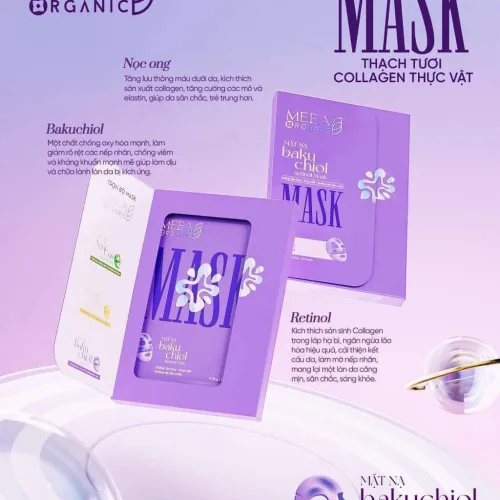 Nơi lấy sỉ mặt Nạ Thạch Collagen Meea Organic Màu Tím Bakuchiol Retinol Mask Hộp 5 Miếng