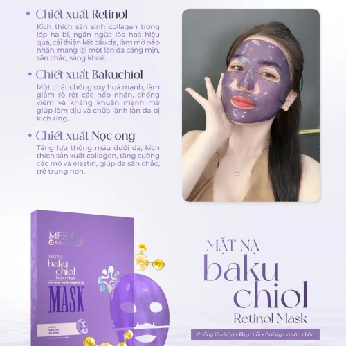 Nơi lấy sỉ mặt Nạ Thạch Collagen Meea Organic Màu Tím Bakuchiol Retinol Mask Hộp 5 Miếng