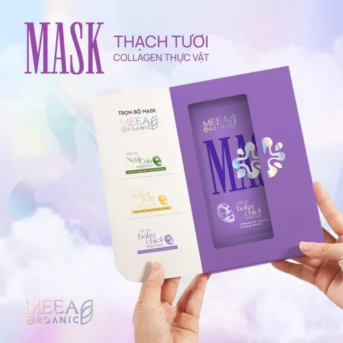 Nơi lấy sỉ mặt Nạ Thạch Collagen Meea Organic Màu Tím Bakuchiol Retinol Mask Hộp 5 Miếng