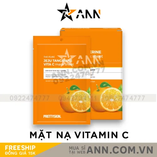 Chuyên sỉ mặt Nạ Vitamin C Prettyskin Jeju Tangerine Hộp 10 miếng