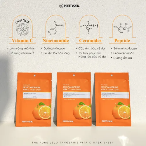 Chuyên sỉ mặt Nạ Vitamin C Prettyskin Jeju Tangerine Hộp 10 miếng