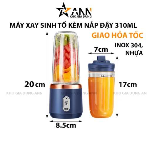Máy xay sinh tố kèm nắp đậy, dung tích 310 ml, kích thước 20 x 8,5 cm