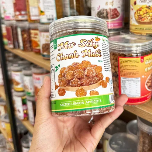 Mơ sấy chanh muối thơm ngon 400g, đóng trong hũ Pet