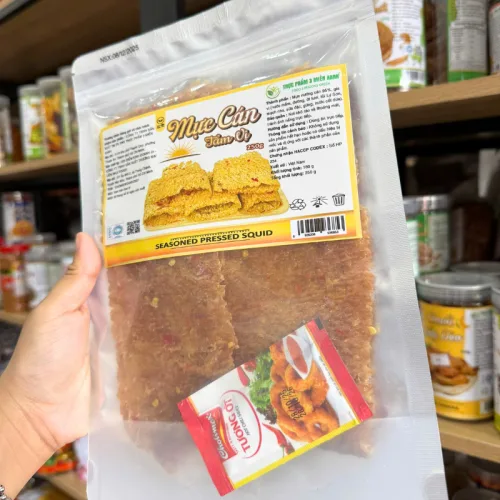 Mực Cán Tẩm Vị 250g, đóng gói túi zip bạc