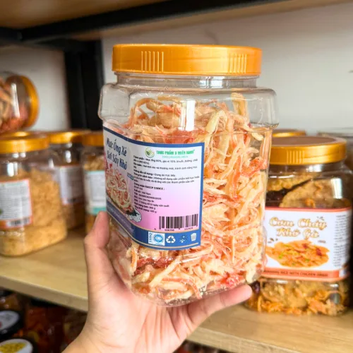 Mực Ống Dừa Xé Sợi Sấy Khô, Hộp Lớn 500g