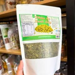 Nhân bí xanh sấy đóng túi zip bạc, khối lượng 500g