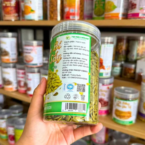 Chuyên sỉ nhân Bí Xanh Sấy Thơm Ngon 450g - Hũ Pet