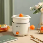 Chỗ sỉ nồi Lẩu Điện Mini 2 Tầng Đa Năng Kèm Giá Hấp Có Tay Cầm 1.8L 17.5x17.5x27cm