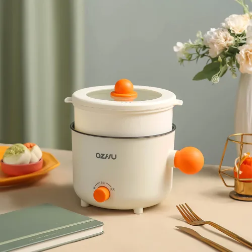 Chỗ sỉ nồi Lẩu Điện Mini 2 Tầng Đa Năng Kèm Giá Hấp Có Tay Cầm 1.8L 17.5x17.5x27cm