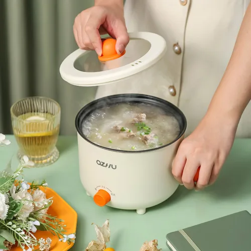 Chỗ sỉ nồi Lẩu Điện Mini 2 Tầng Đa Năng Kèm Giá Hấp Có Tay Cầm 1.8L 17.5x17.5x27cm