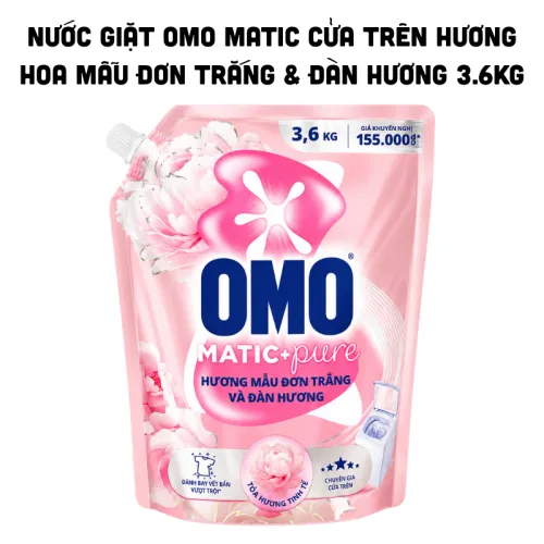 Chỗ sỉ nước Giặt OMO Matic Cửa Trên Hương Hoa Mẫu Đơn Trắng & Đàn Hương 3.6kg