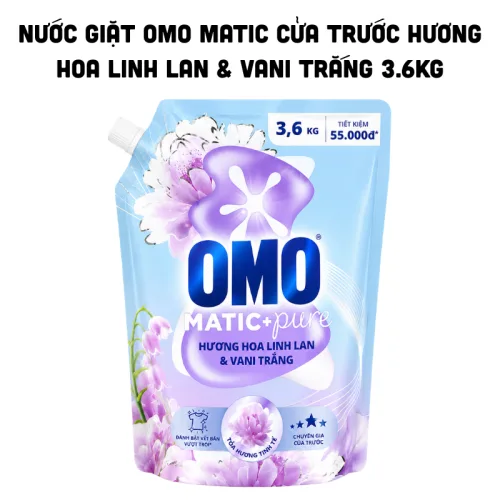 Nước giặt OMO Matic 3.6kg cửa trước, hương Hoa Linh Lan & Vani Trắng