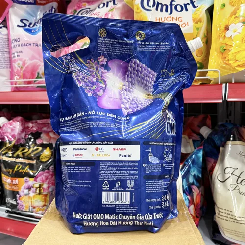 Nước giặt OMO MATIC túi 3,6kg cho cửa trước, Oải Hương Thư Thái