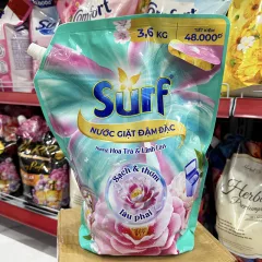 Chuyên sỉ nước Giặt SURF Túi Hương Hoa Trà & Linh Lan 3.6kg - Túi Xanh