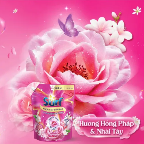 Nước giặt SURF hương Hồng Pháp & Nhài Tây dạng túi 3.6kg