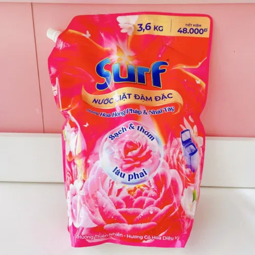 Nước giặt SURF hương Hồng Pháp & Nhài Tây dạng túi 3.6kg