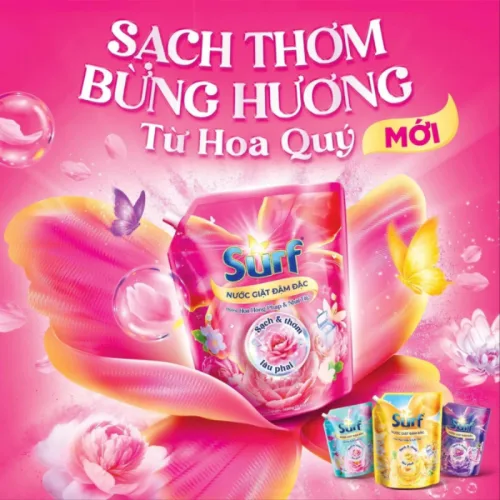 Nước giặt SURF hương Hồng Pháp & Nhài Tây dạng túi 3.6kg