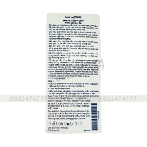 Shop sỉ nước Giặt Xả Đậm Đặc Amway Home SA8 Dung Tích 1 Lít Chính Hãng