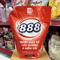 Túi Nước Giặt Xả 888 D-Shining Hương Nước Hoa 3,2kg Màu Đỏ Cao Cấp