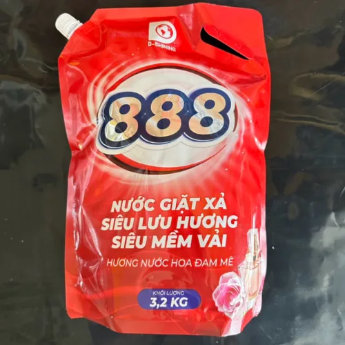 Túi Nước Giặt Xả 888 D-Shining Hương Nước Hoa 3,2kg Màu Đỏ Cao Cấp