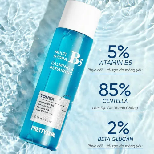 Toner Prettyskin Multi Hydra B5 205ml dưỡng trắng và phục hồi da