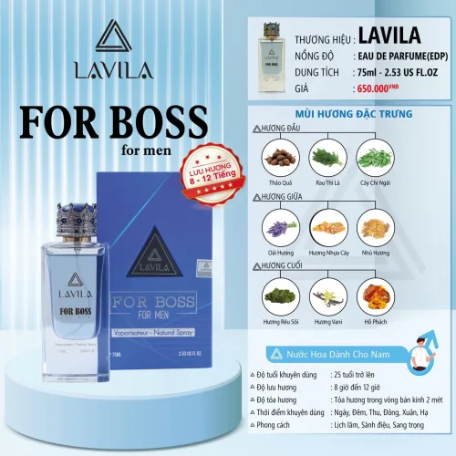 Lavila For Boss nước hoa nam chai 75ml
