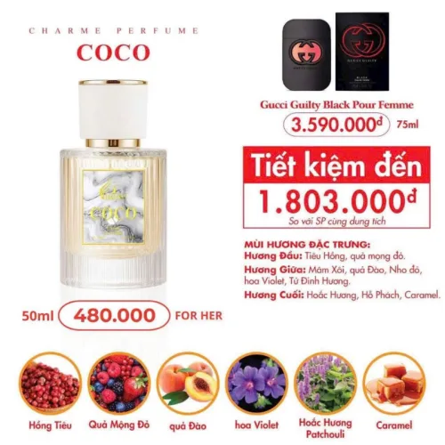 Nước hoa Charme Coco nữ màu trắng 50ml